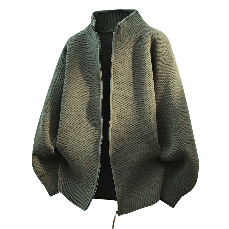 针织开衫毛衣春秋外套男款2025新款立领慵懒风线衣