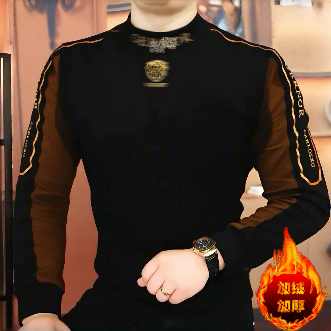《潮仕勋章》加绒秋冬新款卫衣帅气潮流男士长袖修身商务时尚休闲