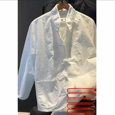 男士新中式简约休闲秋季新品长袖衬衣潮牌ins中国风复古百搭上衣