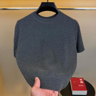 圆领针织短袖 毛衣男士 时尚 T恤男装 夏季 潮流半袖 9902 轻奢简约