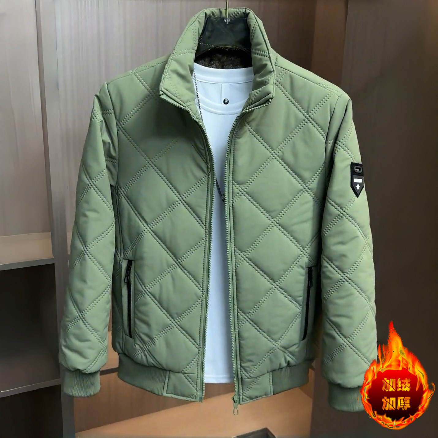 2025秋冬新款男士加绒夹克韩版百搭冬款休闲棉衣外套男潮流上衣男