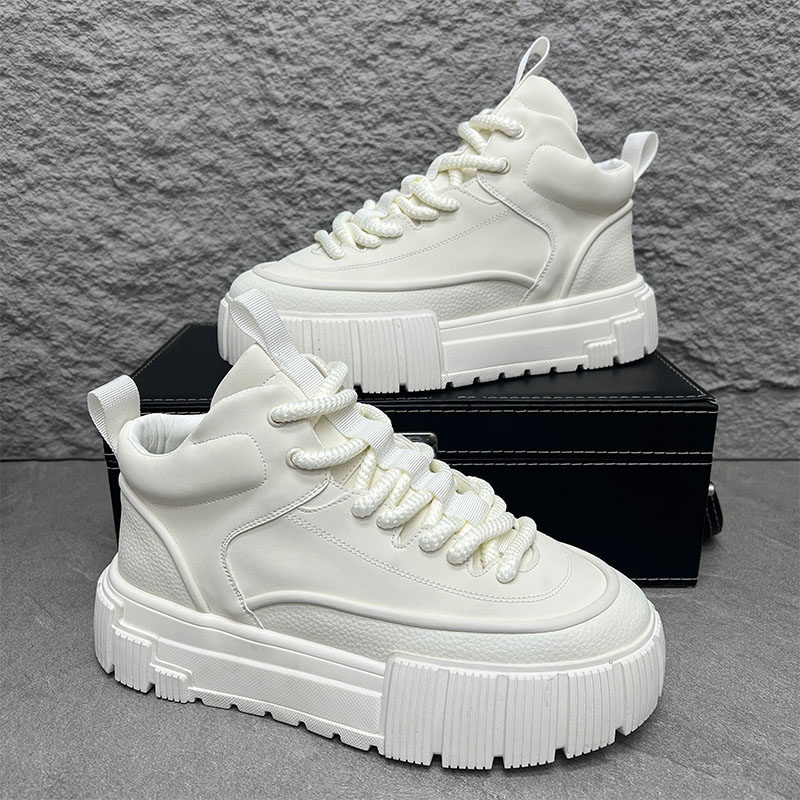 欧洲站男鞋2025个性新款厚底增高板鞋男士小众高帮软底休闲鞋短靴,流行男鞋,高帮鞋,淘宝优惠券,粉丝福利购,淘宝优惠卷