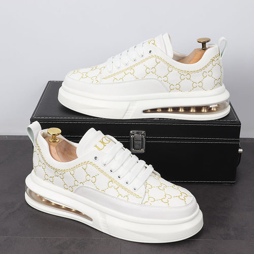 厚底气垫刺绣休闲鞋男