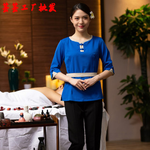 美容师工作服新款女套装酒店中式足浴收腰技师服浴场足疗沐足工衣