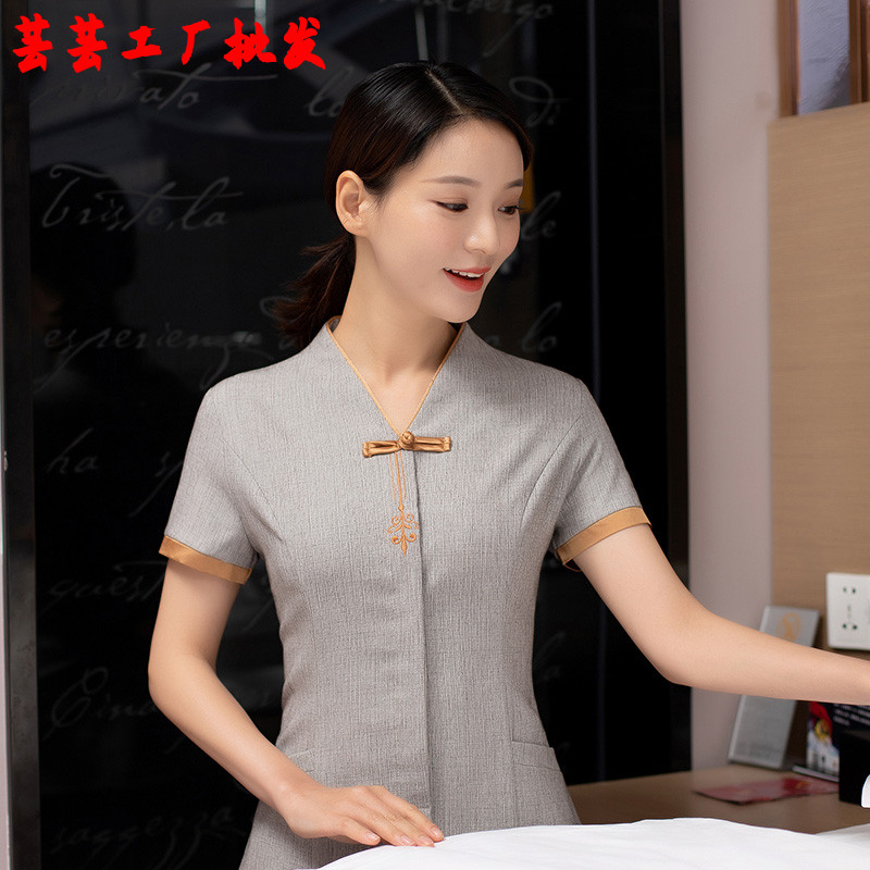保洁服短袖酒店客房保洁员工作服宾馆制服夏季装女洗浴PA阿姨制服