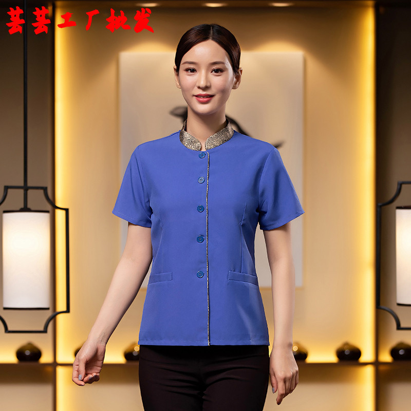 物业宾馆PA女制服优雅时尚酒店客房后勤工装保洁服短袖夏高端大气