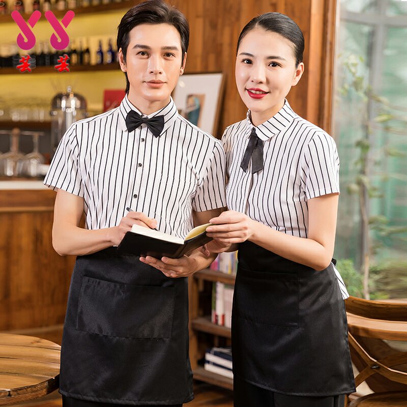奶茶店蛋糕店服务员工作服短袖衬衣西餐厅咖啡厅夏季餐饮制服工服
