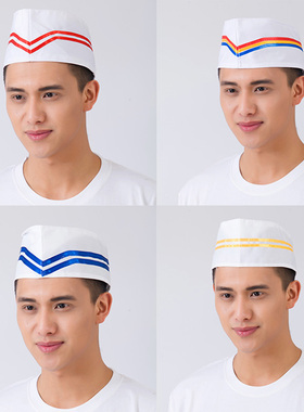 厨师工作帽子厨师帽 厨师船帽 布帽 男女通用型  打荷帽  平顶帽