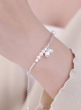 S999足银新款铃兰花碎银纯银手链