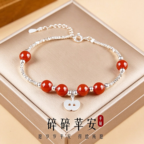 S999足银碎碎苹安纯银手链女款