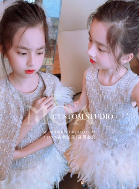 富家千金高级感裙子女童小香风套装连衣裙秋冬儿童公主裙生日礼服