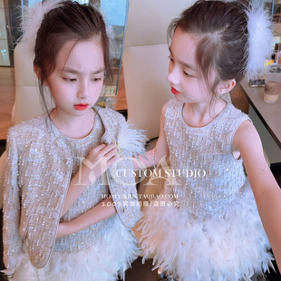 富家千金高级感裙子女童小香风套装 连衣裙秋冬儿童公主裙生日礼服