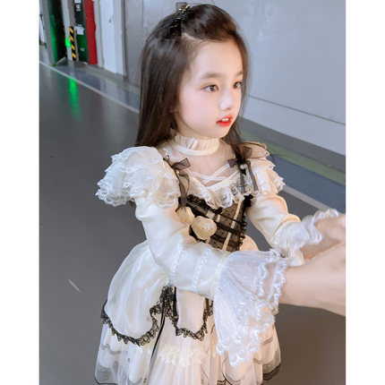 高端女童连衣裙秋2025新款洋气蓬蓬裙子儿童洛丽塔公主裙生日礼服