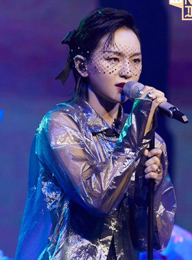 贺峻霖周笔畅同款蒙眼造型大网眼罩面纱头饰欧美黑色神秘派对面罩