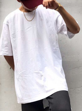 oversizet恤男女街舞短袖加大码圆领宽松男素色T恤 嘻哈半袖纯棉