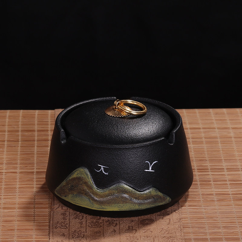 迷你复古陶瓷烟灰缸创意个性潮流怀旧防飞灰窑变烟缸水植盆栽花盆