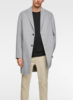 男装羊毛大衣中长款双面毛呢外套西服领呢子风衣潮流帅气时尚上衣