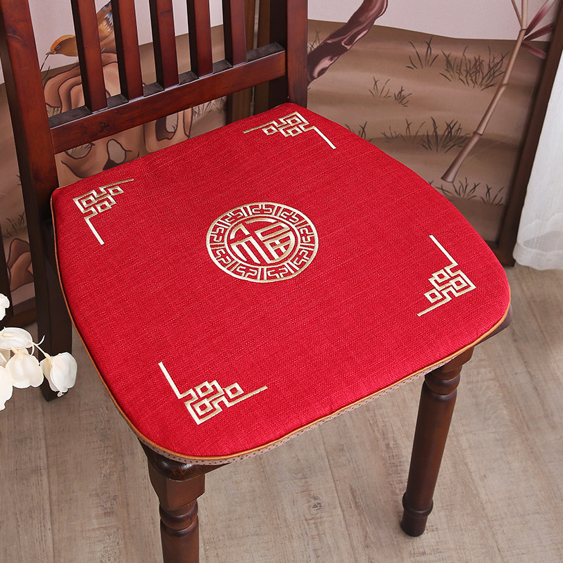 中式餐椅垫刺绣坐垫防滑棉麻椅垫加厚马蹄形座垫可拆洗实木椅子垫,居家布艺,椅垫,淘宝优惠券,粉丝福利购,淘宝优惠卷