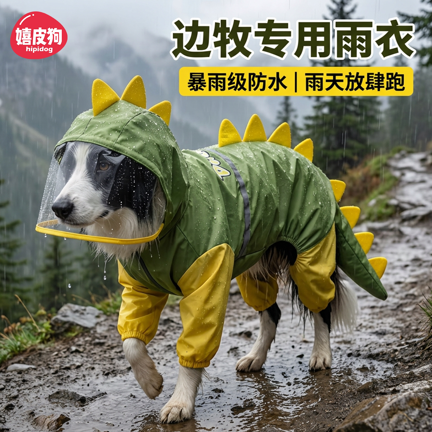 嬉皮狗边牧专用雨衣四脚防水全包金毛大狗大型犬衣服雨天遛狗神器