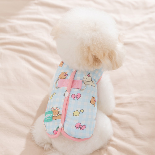 狗狗卡通满印牵引马甲