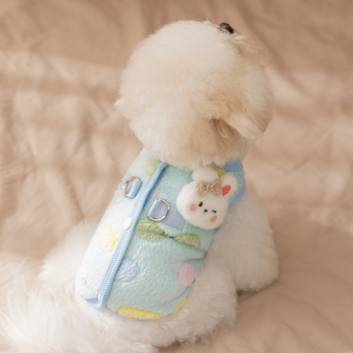 宠物秋冬季衣服立体卡通动物加绒加厚马甲保暖自带牵引扣狗狗服饰