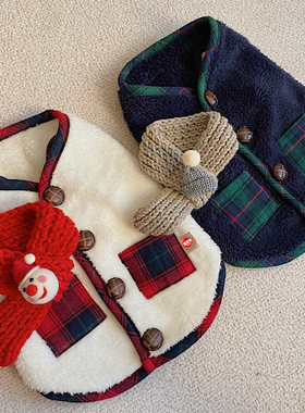 送围巾小狗狗衣服圣诞节猫咪宠物冬季保暖棉衣泰迪比熊小型犬冬装