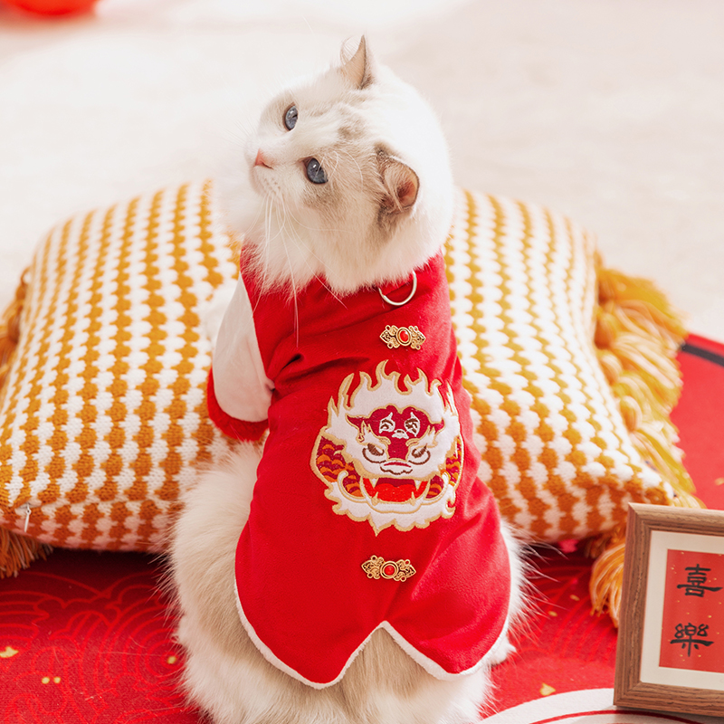 宠物猫咪衣服防掉毛可牵引新年款绒衣布偶猫英短美短成幼猫德文猫