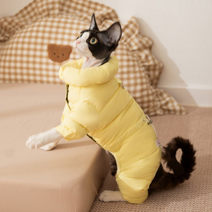 秋冬小猫加厚简约布标石墨烯四脚羽绒服德文英短猫咪宠物保暖衣服