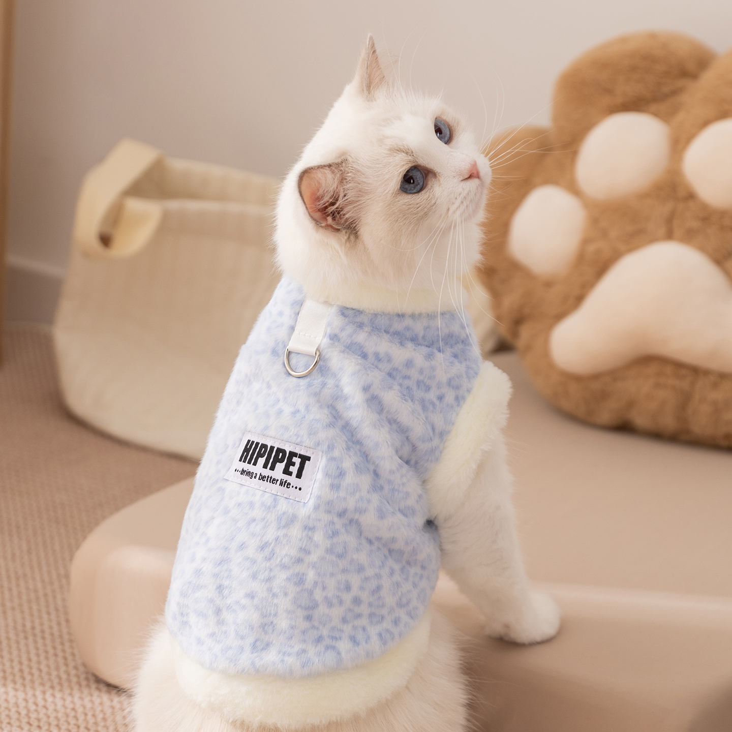 秋冬季猫咪衣服加厚保暖豹纹牵引绒衣成猫幼猫小型犬狗狗宠物衣服