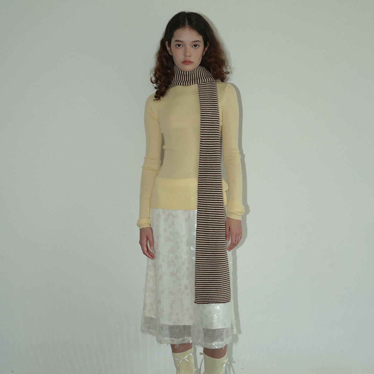 精选100%羊毛英伦风经典细条纹针织小围巾男女秋冬季柔软毛线围脖