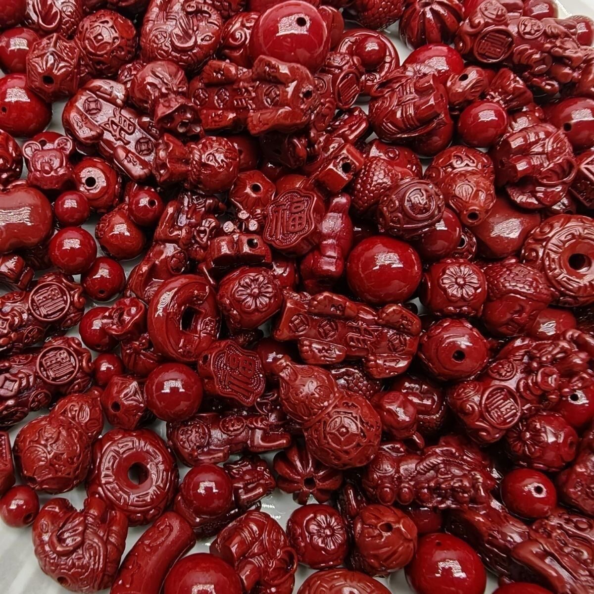 天然朱砂紫金砂配饰貔貅平安扣雕刻配件半成品手工diy手链本命年