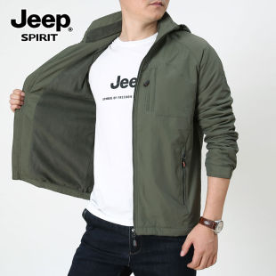 jeep吉普户外舰店户外套摇粒绒连帽夹克弹力防风宽松透气大码秋