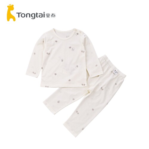 童泰夏季薄款5-48月婴幼儿男女宝宝纯棉肩开套头内衣套装家居服