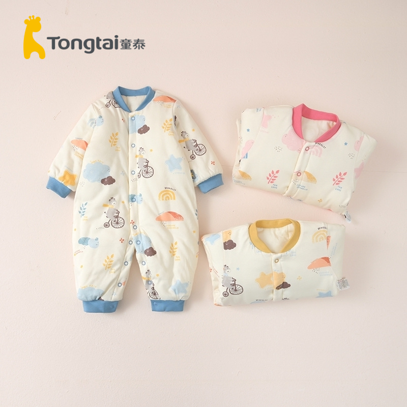 童泰冬季加厚棉连体衣爬服