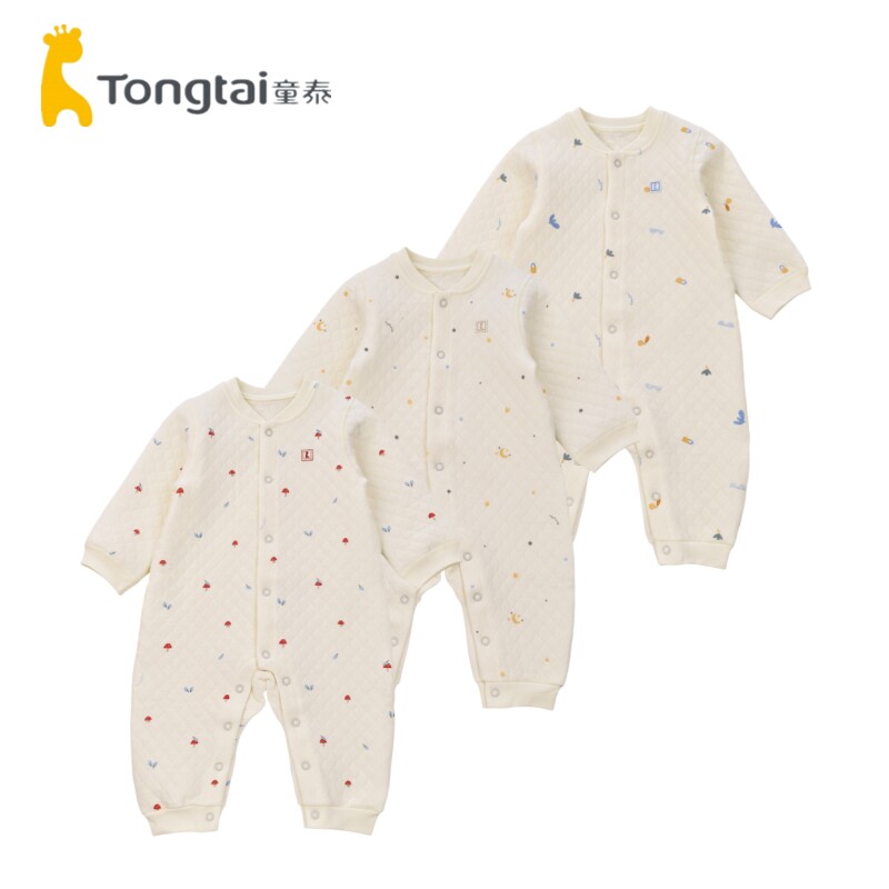童泰秋冬1-2岁婴幼儿男女宝宝衣服加厚闭裆哈衣保暖立领连体衣