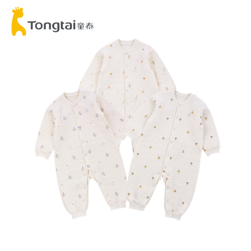 童泰秋冬1-2岁婴幼儿男女宝宝衣服加厚闭裆哈衣保暖立领连体衣