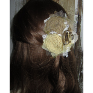 原创设计手工玫瑰复古法式美拉德地色系花朵大抓夹古风发饰头发夹
