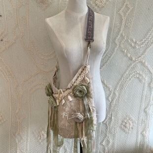 手作棉麻流浪风花朵刺绣斜挎包古风新中式旅行民族风文艺单肩包