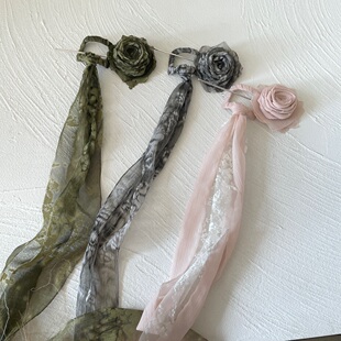 禅意小众古风花朵簪子蕾丝新中式国风发带汉服丝巾发簪女发饰发夹