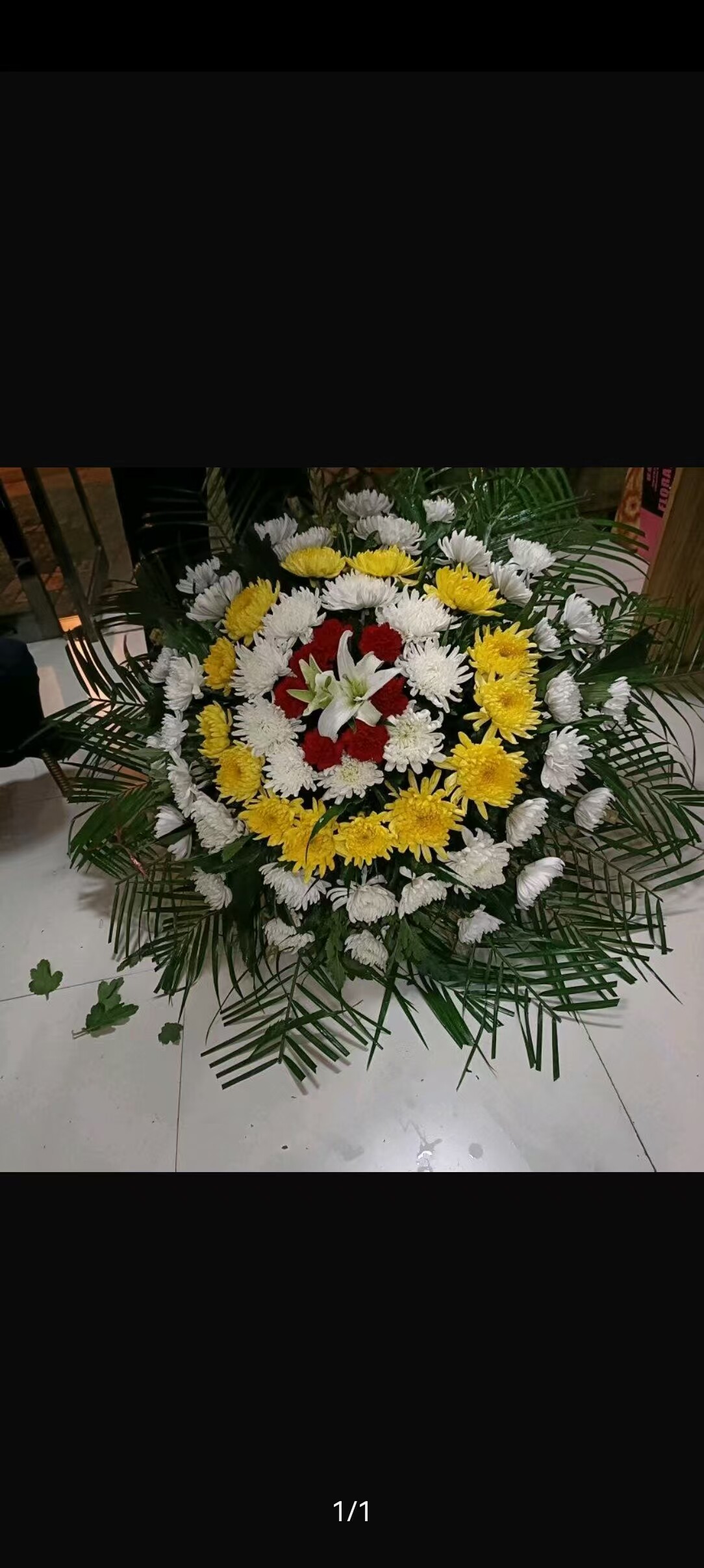 白事花圈长治潞州区同城花店白事丧葬祭奠扫墓清明节黄菊花