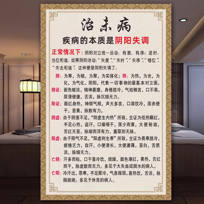 治未病海报中医养生馆装饰画中医文化五行理疗经络拔罐推拿挂图图片