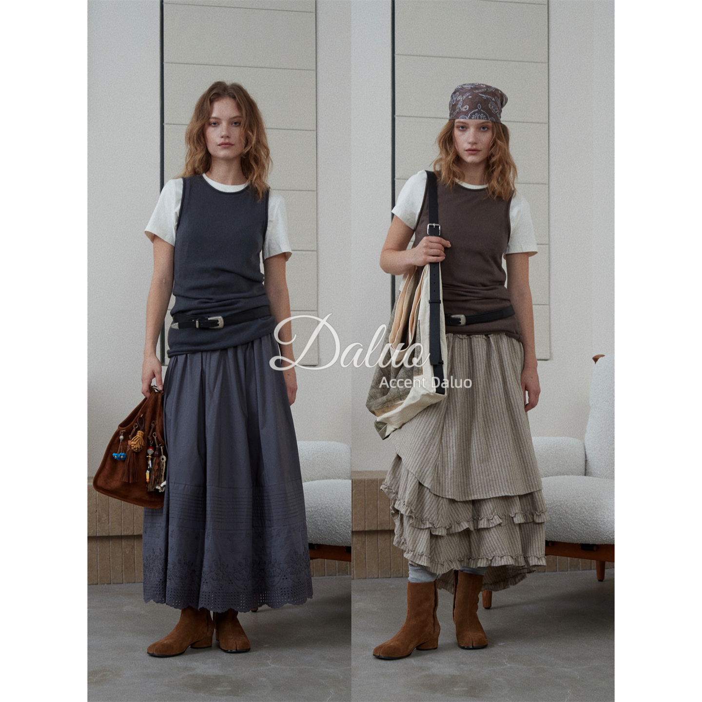 大罗Daluo可叠穿可打底 亲肤舒适羊毛羊绒显瘦百搭堆堆感针织背心