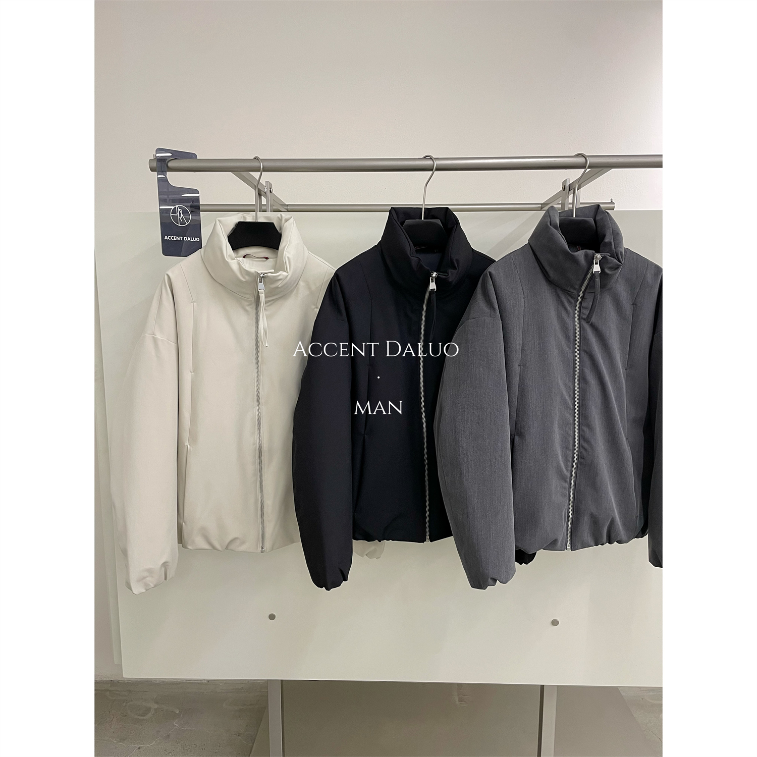 ACCENT DALUO帅气重磅挺括TR料廓形立领棒球服夹克保暖羽绒服外套