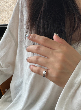 s925纯银不规则线条开口尾戒