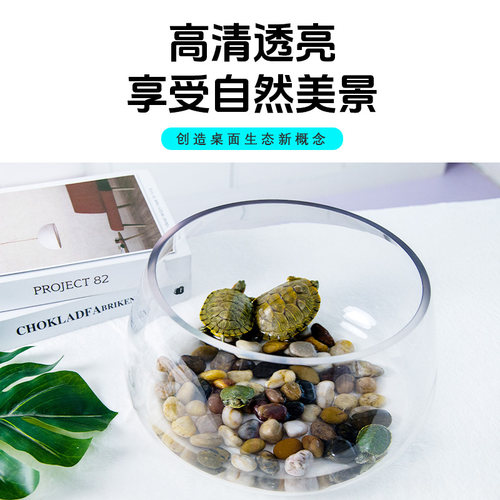 玻璃圆形乌龟缸桌面圆形金鱼缸