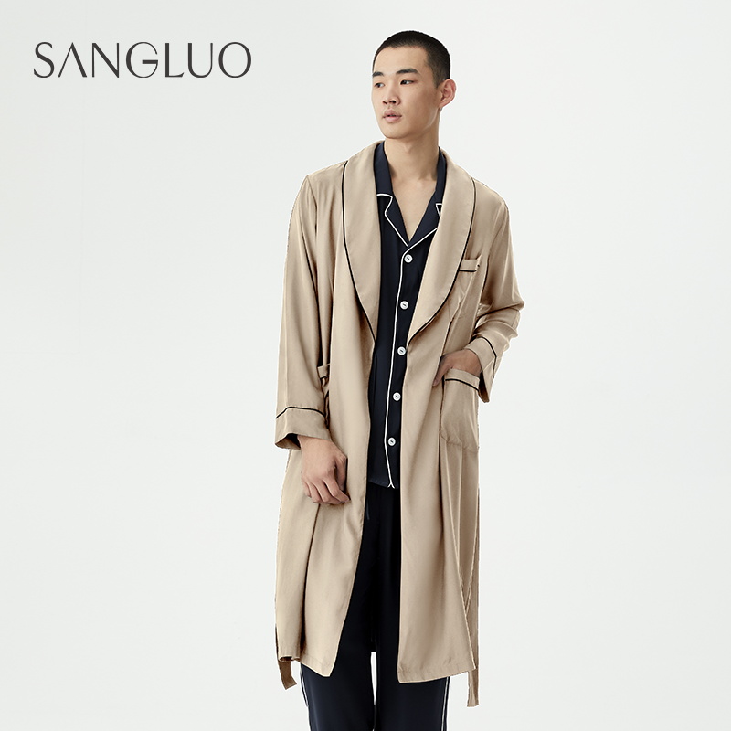 桑罗真丝哑光绅士晨袍男士睡袍