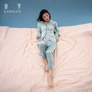 100%桑蚕丝纯色简约女款 真丝睡衣套装 家居服外穿 桑罗新中式 禅意