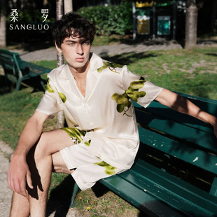 可外穿家居服情侣款 25年春夏新品 短套装 桑罗葡萄系列真丝睡衣男士