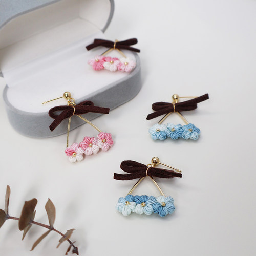 钩针编织泡芙花耳环材料包