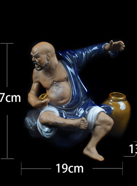 鲁智深人物石湾公仔陶瓷镇宅